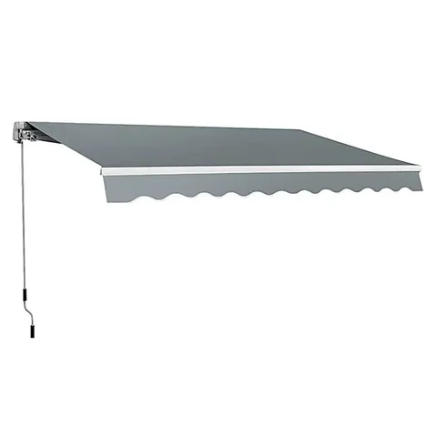 BOXED COSTWAY OUTDOOR MANUAL RETRACTABLE AWNING COVER SHELTER PATIO SUN SHADE - GREY