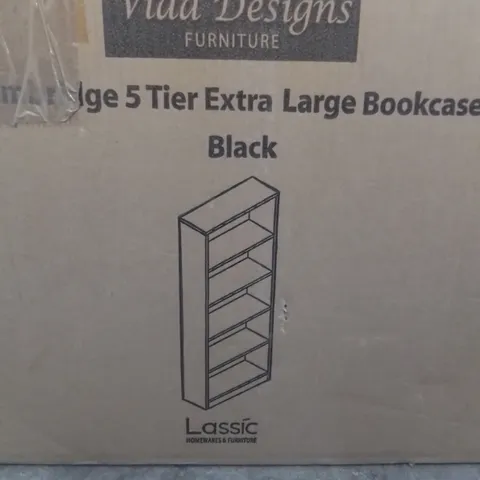 BOXED CAMBRIDGE 5 TIER EXTRA LARGE BOOKCASE - BLACK 