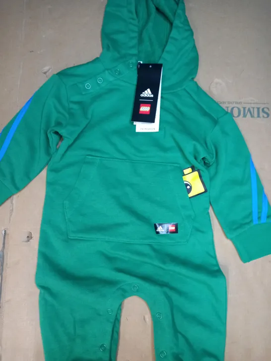 ADIDAS LEGO BODYSUIT IN GREEN SIZE AGE 6-9MTHS