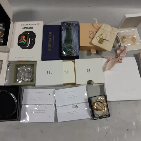 LOT OF ASSORTED JEWELLERY AND WATCH ITEMS TO INCLUDE WATCHES, NECKLACES AND EARRINGS