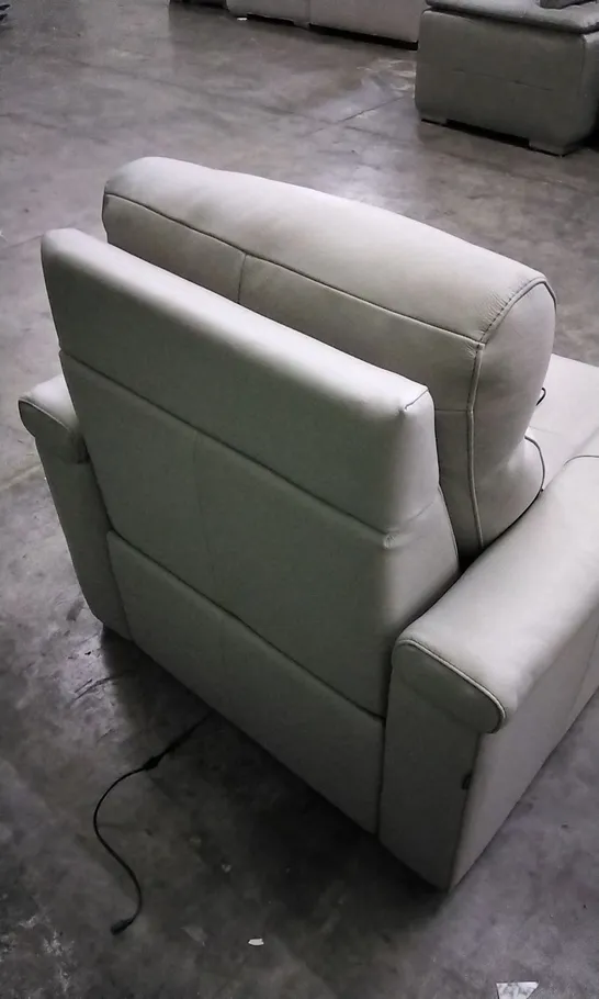 QUALITY ITALIAN DESIGNER ADRIANO POWER RECLINER WHITE GREY LEATHER ARMCHAIR 