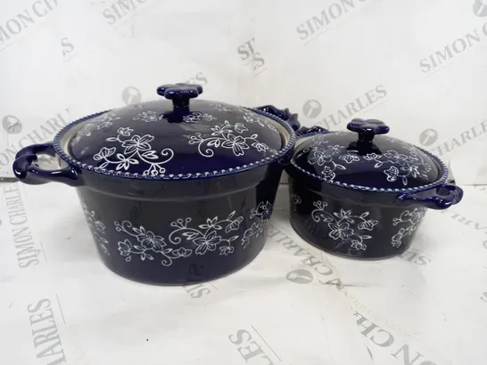 BOXED SET OF 2 CASSEROLE DISHES - BLUE