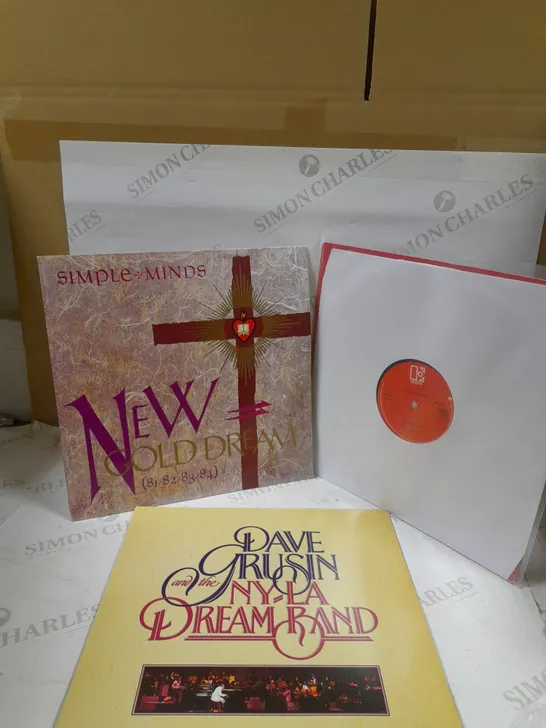 BOX OF APPROXIMATELY 10 ASSORTED VINYLS TO INCLUDE DAVE GRUSIN AND THE NY/LA DREAMBAND, SIMPLE MINDS NEW GOLDDREAM (81,82,83,84), DONALD BYRD LOVING YOU, ETC