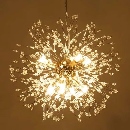 BOXED DANDELION 8 LIGHT SPUTNIK CRYSTAL CHANDELIER (1 BOX)