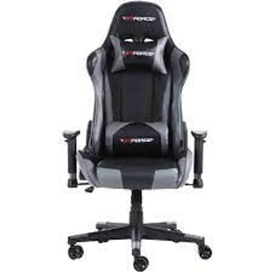 BOXED DESIGNER GT FORCE PRO FX LEATHER RACING SPORTS OFFICE CHAIR IN BLACK & GREY (1 BOX)