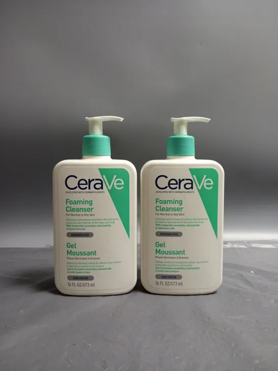 LOT OF 2 CERAVE FOAMING CLEANSER (473ML)