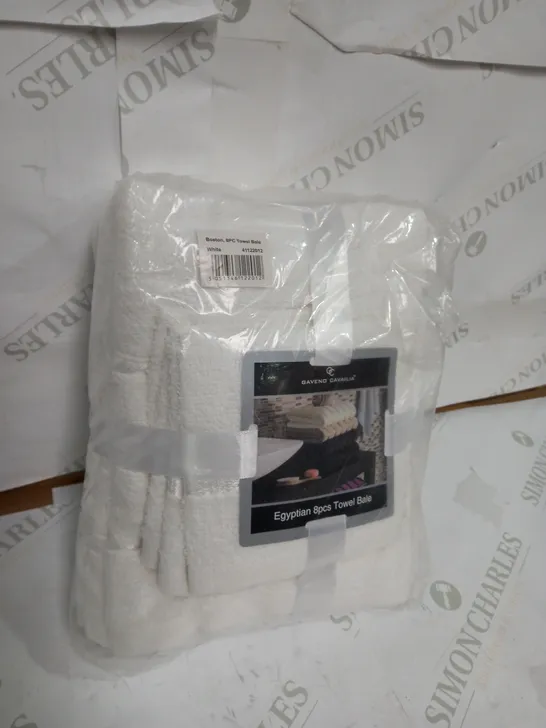 8PC BOSTON TOWEL BALE SET WHITE SOFT HAND FACE BATH TOWELS 100% EGYPTIAN COTTON