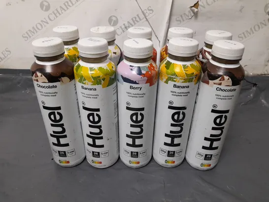 LOT OF 10 ASSORTED 500ML BOTTLES OF HUEL - VARIOUS FLAVOURS