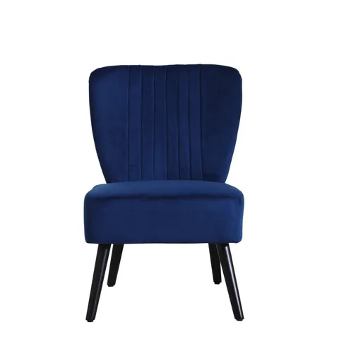 BOXED NEO CIVITA MIDNIGHT BLUE VELVET SHELL ACCENT CHAIR (1 BOX)