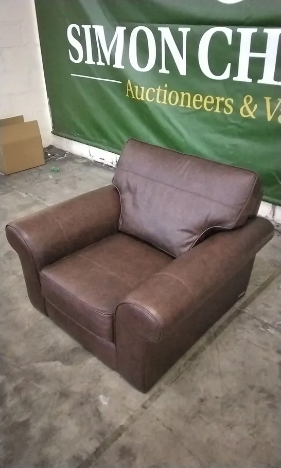 QUALITY DESIGNER LOUNGE CO ARMCHAIR IN CHOCOLATE BROWN LEATHER