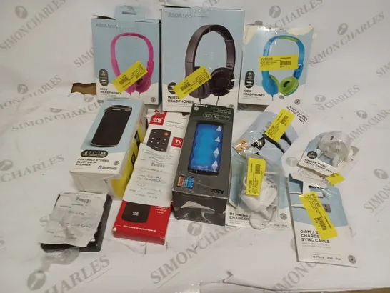 BOX OF ASSORTED ASDA ELECTRICALS INCLUDING - HEADPHONES, SPEAKERS