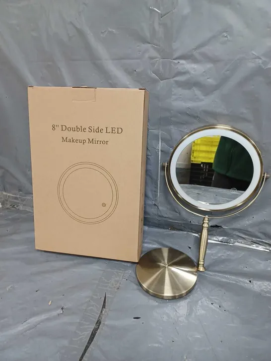 BOXED 8" DOUBLE SIDE LED MAKEUP MIRROR