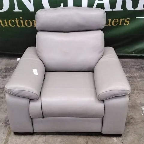 QUALITY ITALIAN DESIGNER MERRY DUE POWER RECLINER ARMCHAIR IN ELEPHANT GREY LEATHER