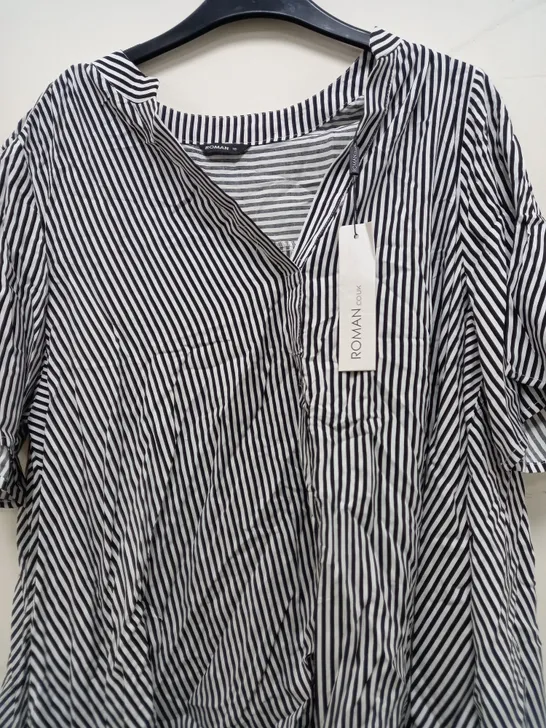 ROMAN STRIPE OVERHEAD TOP IN BLACK/WHITE - SIZE 18