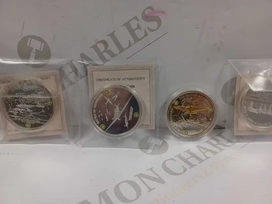 LOT TO CONTAIN 4 X BATTLE OF BRITAIN COMMEMORATIVE COINS WITH A COIN CASE 