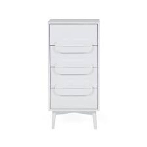 BOXED ANDERS 4 DRAWER TALL BOY WHITE (1 BOX)