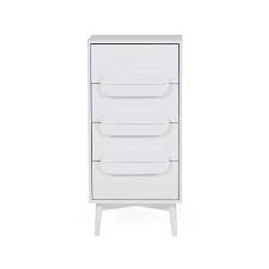 BOXED ANDERS 4 DRAWER TALL BOY WHITE (1 BOX)