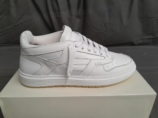 BOXED PAIR OF REPRESENT WHITE TRAINERS SIZE UK 8.5