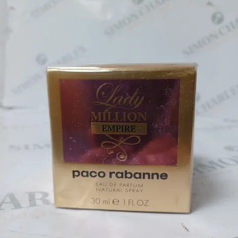 BOXED PACO RABANNE LADY MILLION EAU DE PARFUM NATURAL SPRAY 30ML 