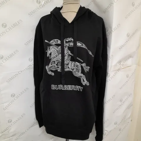 BURBERRY EMBROIDERED HOODIE IN BLACK SIZE XL