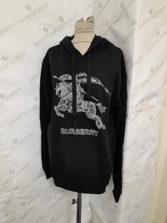 BURBERRY EMBROIDERED HOODIE IN BLACK SIZE XL