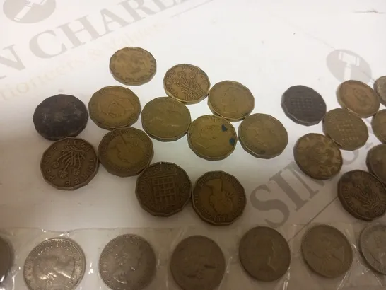 LARGE COLLECTION OF ASSORTED THREE PENCE PIECES TO INCLUDE; COLLECTION OF GEORGE VI THREE PENCES, COLLECTION OF UK THREE PENCES AND 3 X THREE PENCE STRIPS IN DATE ORDER from 1953-1967