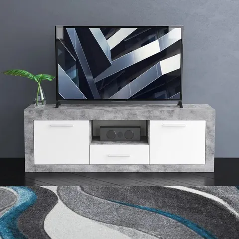 BOXED BELZ TV STAND FOR TVS UP TO 65" GREY/WHITE (1 BOX)