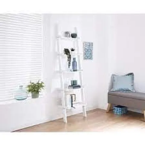 BOXED LADDER STYLE 5 TIER WALL RACK IN WHITE 