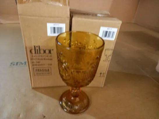 LOT OF 2 BOXED DIBOR EMBOSSED WINE GOBLETS