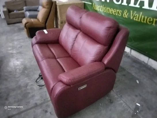 QUALITY BRITISH DESIGNER G PLAN KINGSBURY 2 SEATER ELECTRIC RECLINING CAPRI CLARET LEATHER 