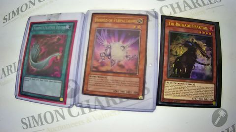 3 ASSORTED YU GI UH TRADING CARDS TO INCLUDE;TRI BRIGADE FRAKTALL, HERALD OF PURPLE LIGHT AND HARPIE'S FEATHER DUSTER