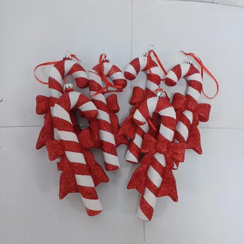 SET OF 6 CANDY CANE HANGING DECORATIONS 