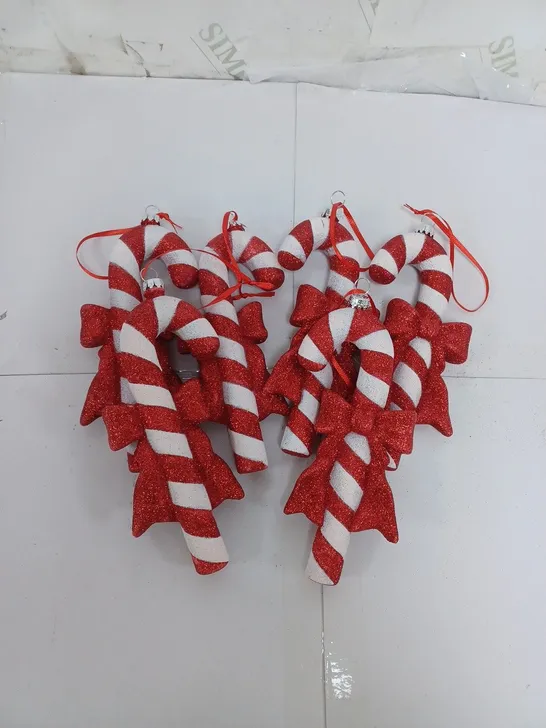 SET OF 6 CANDY CANE HANGING DECORATIONS 