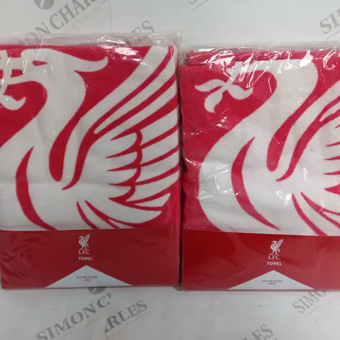 PAIR OF LIVERPOOL OFFICIALLY LICENSED PULSE BEACH TOWELS