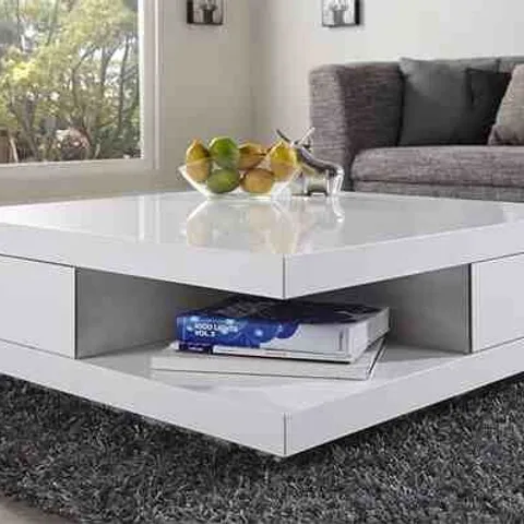 BOXED ABBEY 2-DRAWER COFFEE TABLE IN WHITE HIGH GLOSS (1 BOX)