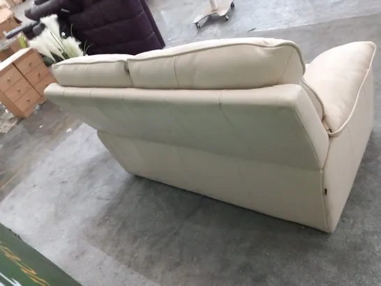 DESIGNER ITALIAN MADE LUGANO CREAM LEATHER TWO SEATER SOFA