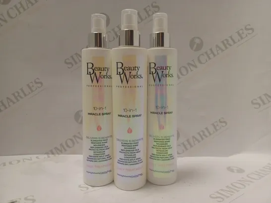 BOX OF 3 X 250ML BEAUTY WORKS 10-IN-1 MIRACLE SPRAY 