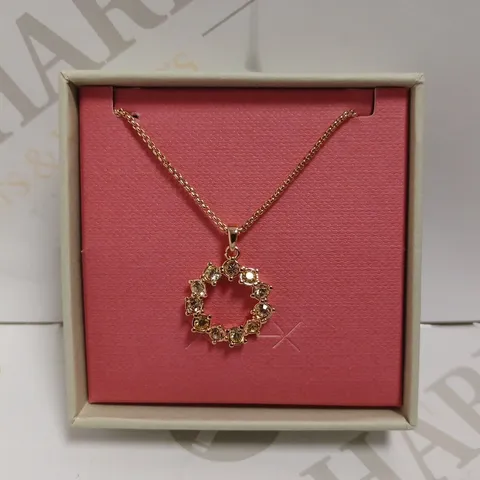 TED BAKER ROSE GOLD EFFECT NECKLACE WITH STONE PENDANT