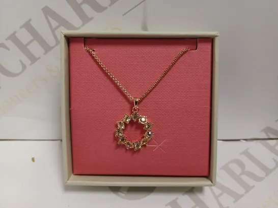 TED BAKER ROSE GOLD EFFECT NECKLACE WITH STONE PENDANT