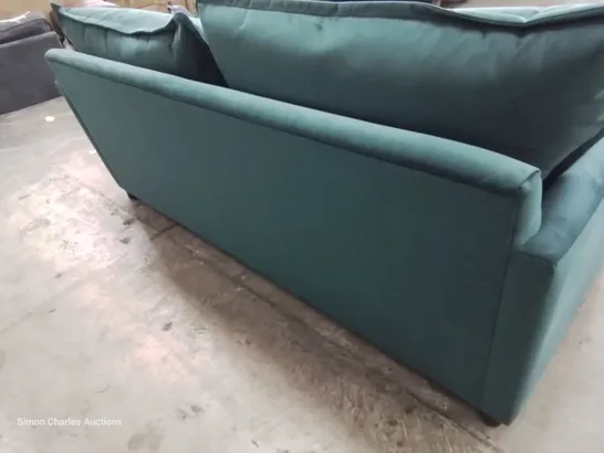 QUALITY BRITISH DESIGNER LOUNGE Co. COLLETTE THREE SEATER SOFA WITH BOLSTER CUSHIONS PLUSH TURQUOISE FABRIC