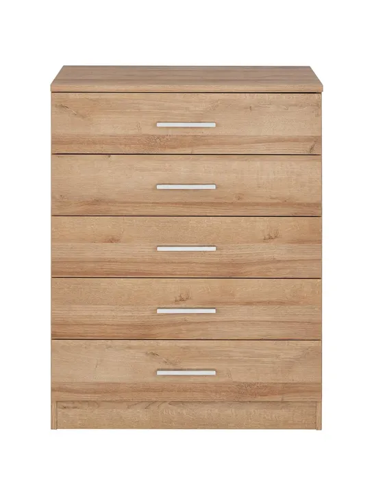 BOXED PANAMA 5 DRAWER CHEST - OAK1 BOX) - COLLECTION ONLY RRP £139