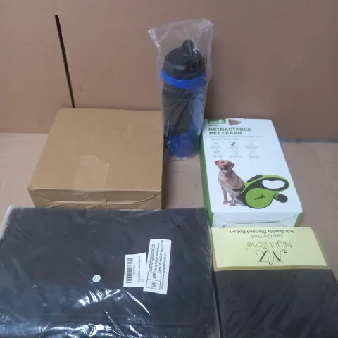 BOX OF APROXIMATELY 15 ASSORTED HOUSEHOLD ITEMS TOO INCLUDE WALLPAPER , SHEETS , BOTTLES , ETC  