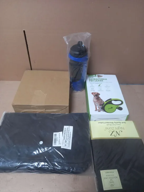 BOX OF APROXIMATELY 15 ASSORTED HOUSEHOLD ITEMS TOO INCLUDE WALLPAPER , SHEETS , BOTTLES , ETC  