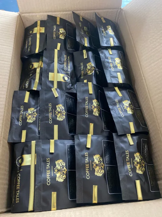 BOX OF 16 PACKS OF BRAND NEW COFFEE TALES ORIGINAL BLEND COFFEE BEANS (Each pack net weight 16oz)