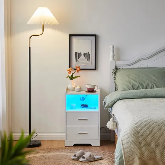 BOXED KODY LED LIGHT BEDSIDE TABLE [CHARGING STATION][NIGHTSTAND]