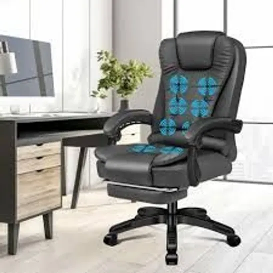 BOXED ELFORDSON OFFICE CHAIR WITH 8-POINT MASSAGE GAMING AND HEAT FUNCTION FABRIC - GREY (1 BOX)