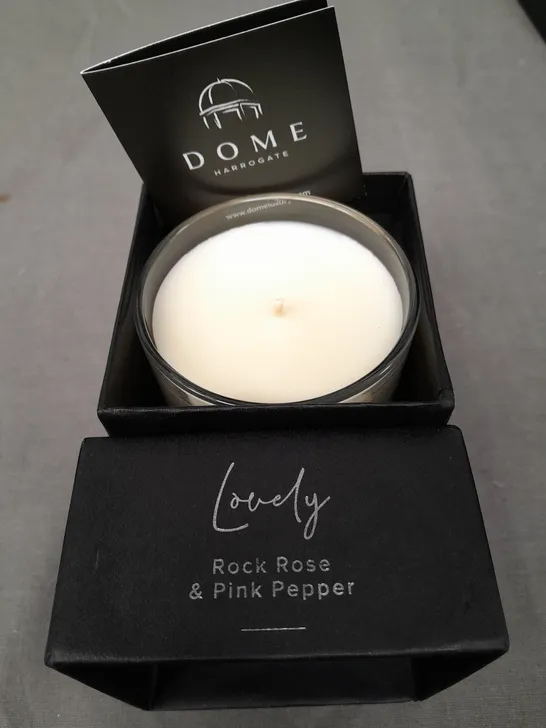 BOXED DOME HARROGATE ROCK ROSE AND PINK PEPPER SCENTED CANDLE