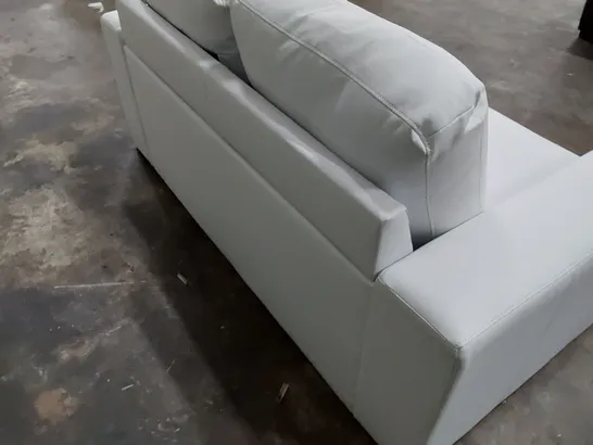 DESIGNER TWO SEATER SOFA WHITE LEATHER 