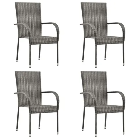 BOXED ALIXTON STACKING GARDEN CHAIR SET IN GREY - SET OF 4 (1 BOX)