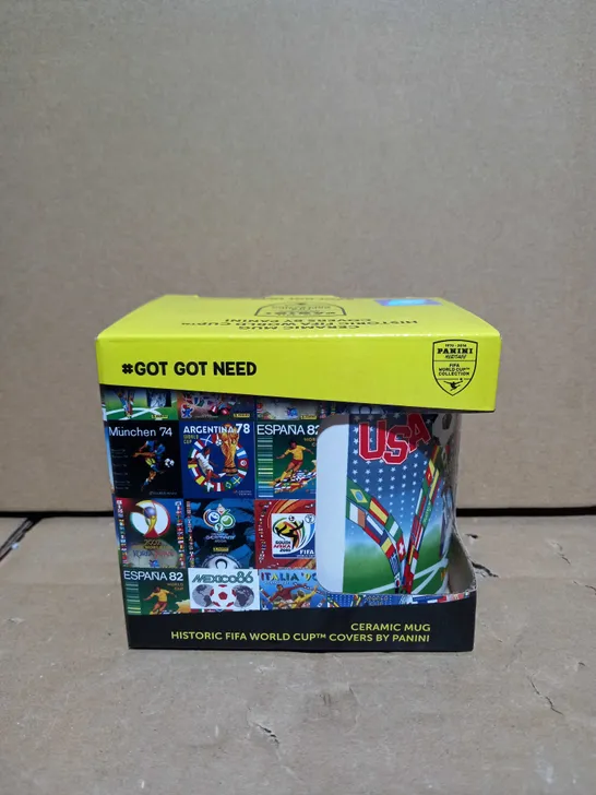 BOX OF APPROXIMATELY 30 USA WORLD CUP 1994 PANINI CERAMIC MUGS 